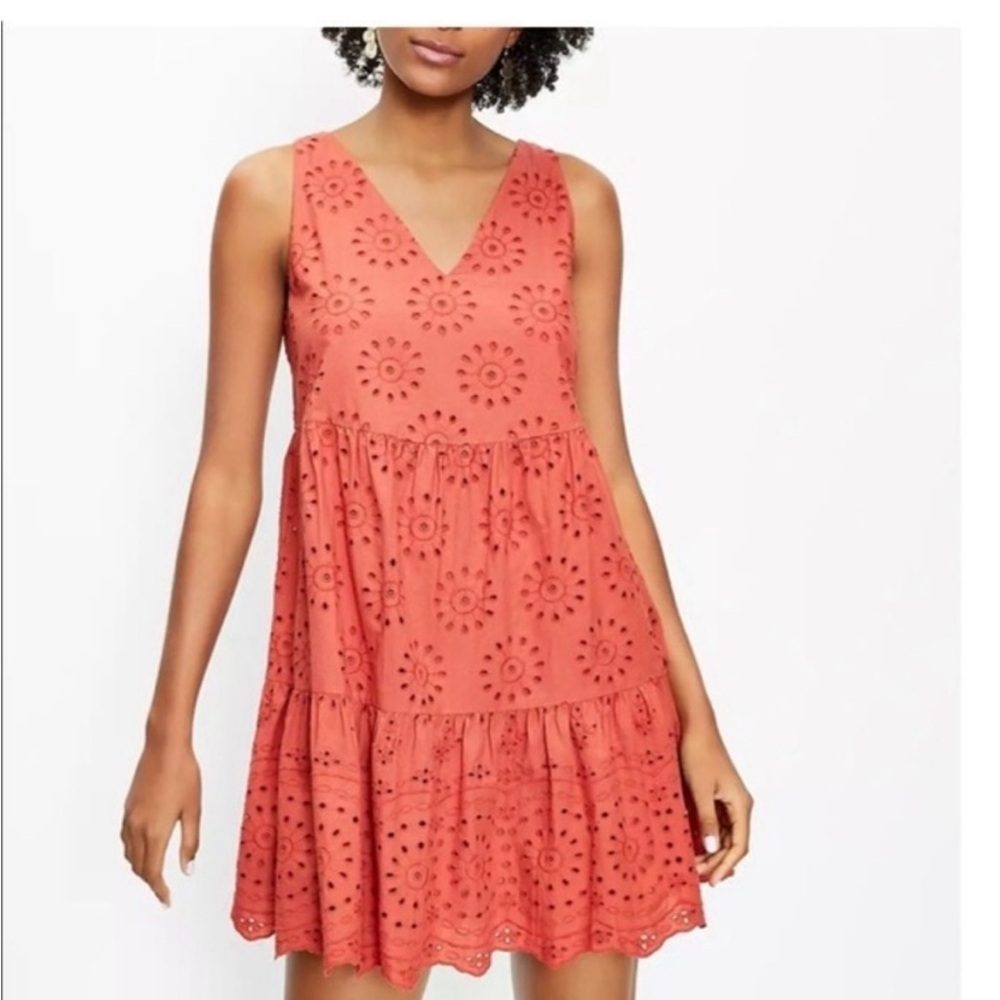 Loft Eyelet Lace Tiered Mini Dress